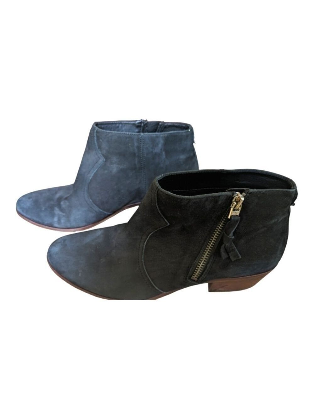 Sam Edelman black/gray suede ankle boots side zipper size 8